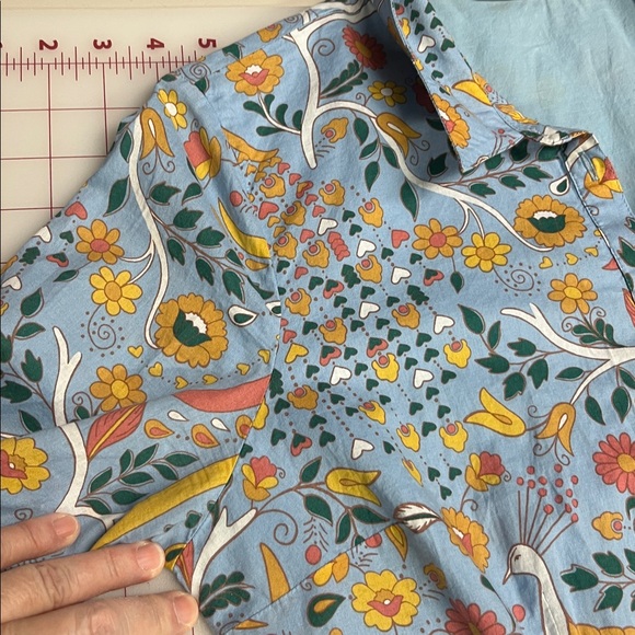 BODEN "Kitty" Cottage Garden Party Birds/Floral Full Skirt Cotton Shirtdress 10P - Picture 8 of 16